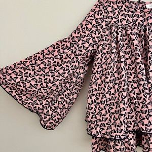 Little Mass 3T Flowy 2 tiered tunic with Bell Sleeve and Butterfly Print
